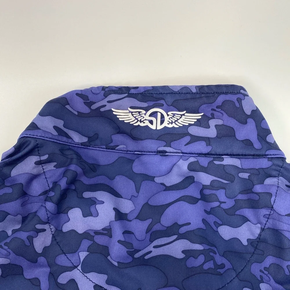 Straight Down‎ Quarter Zip Pullover Mens XL Blue Camo Performance Stretch Golf